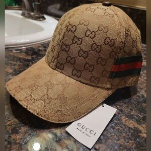 Gucci Beige Brown Monogram Baseball Cap